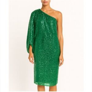 Naeem Khan One-Shoulder Green Sequin Dress size 6 NWT $2200 Retail